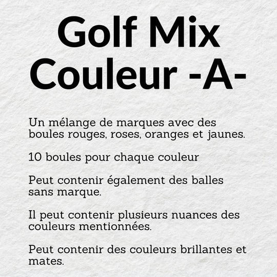 50 Balles de Golf Couleur Mix